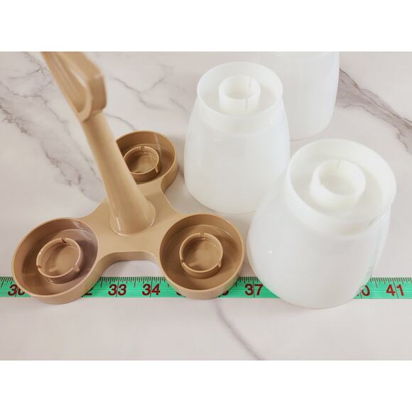 Tupperware Condiment Snack Caddy #757-3 Almond Base 6 3/4" Made in USA Vintage - Picture 14 of 14